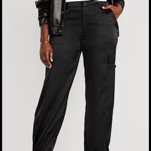 Old Navy Black Satin Track Pants